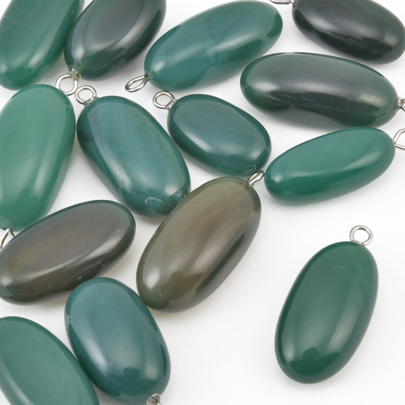 Підвіска Овал, Натур. камінь Агат зелений, 21-32 мм (POD-058626)