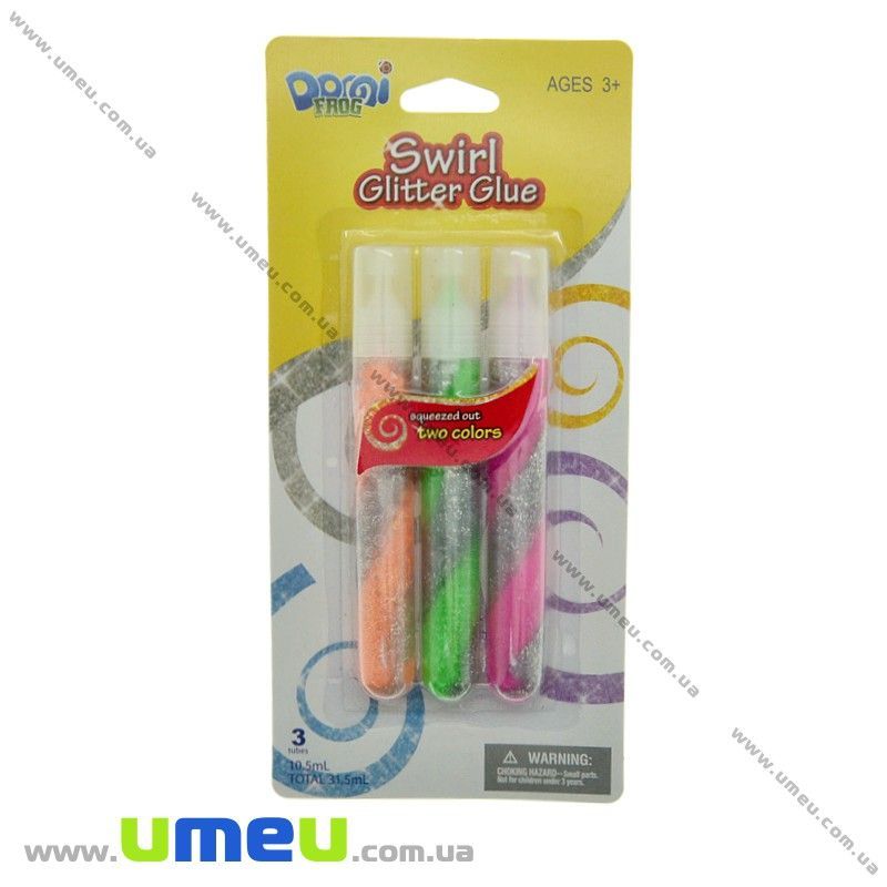 Набір гліттерного клею Двоколірний, 3 кольори по 10,5 мл (GLN-022490)