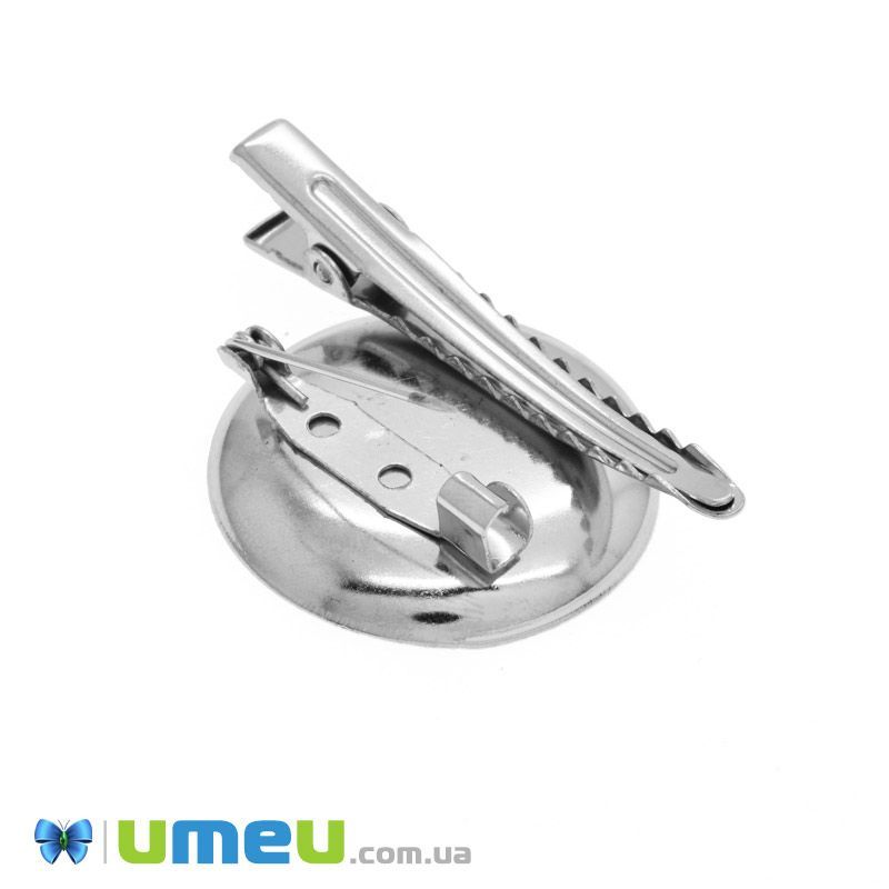 Основа для брошки із затискачем з основою 30 мм, 45х30 мм, Темне срібло (OSN-048738)