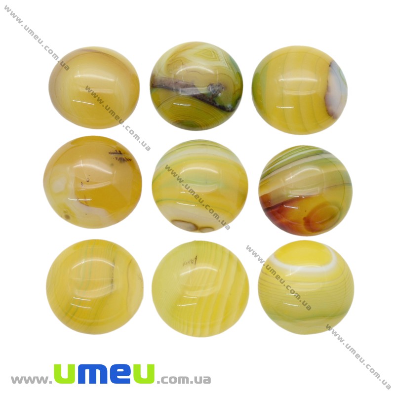 Кабошон нат. камінь Агат жовтий, Круглий, 18 мм (KAB-020316)