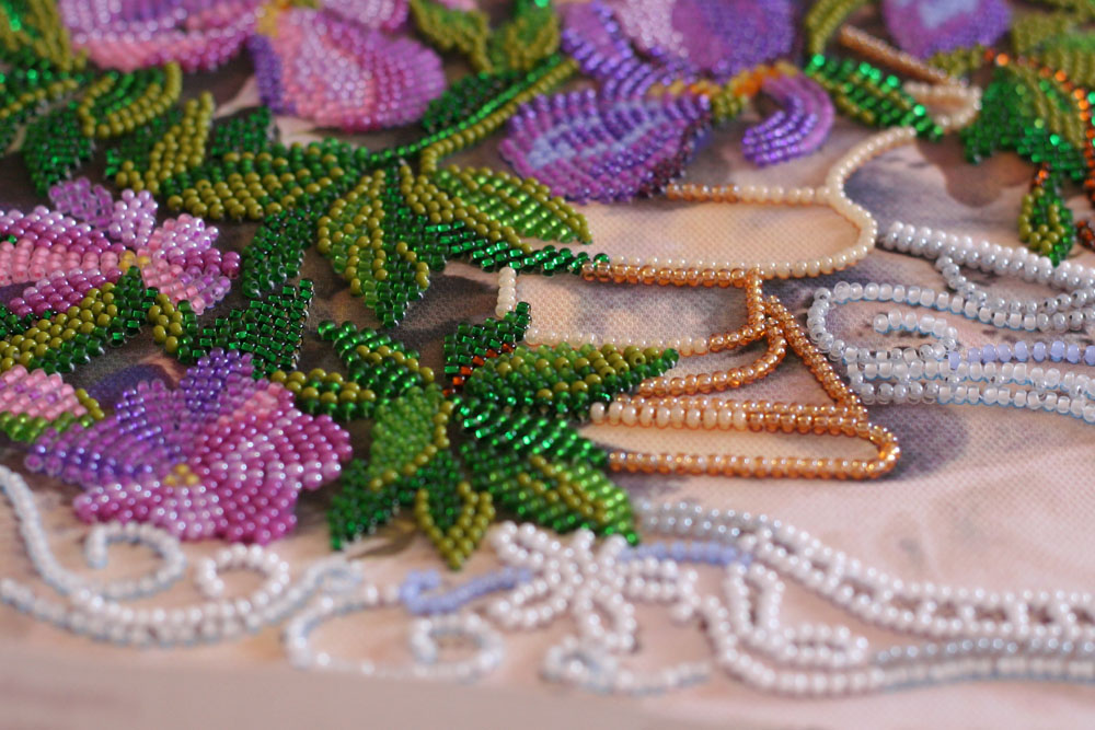 Набір для вишивання бісером на полотні Абрис Арт, Квіткове мереживо, 28х36 см (SXM-024889)