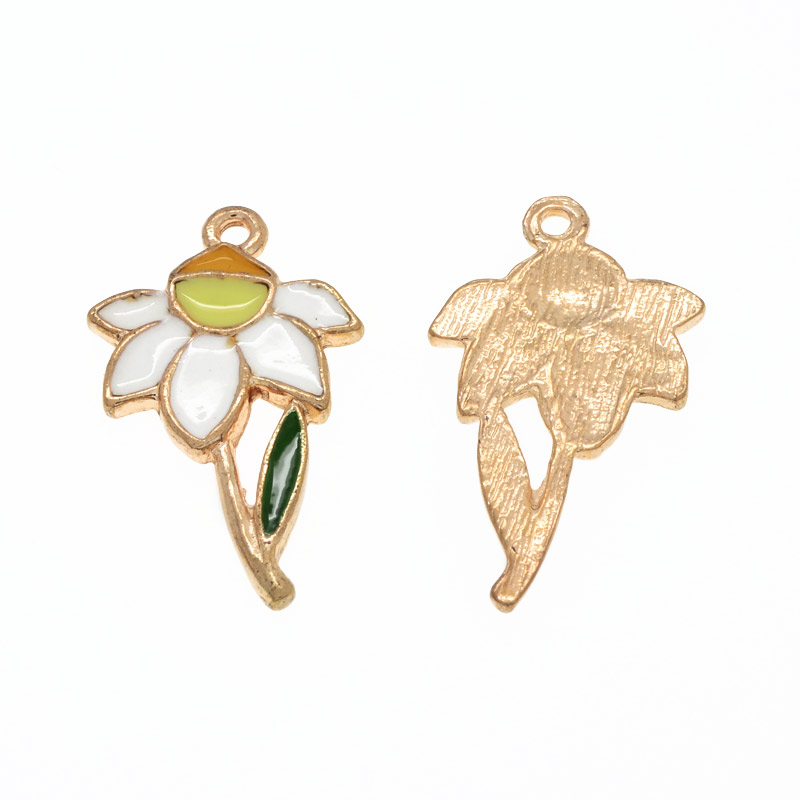 Підвіска метал. Ромашка біла, 27х16 мм, Золото (POD-054782)