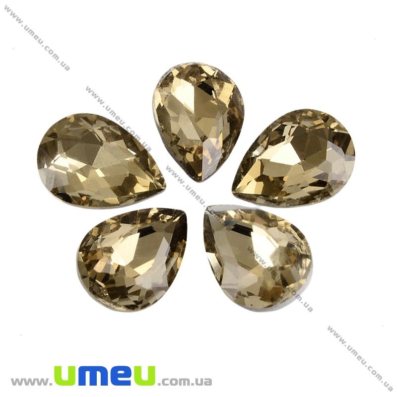 Ріволі скляний УЦЕНКА, Крапля гранована, 14х10 мм, Бежевий (KAB-013223)