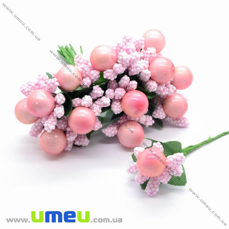 Тычинки на проволоке с ягодкой, Розовые, 1 шт (DIF-015416)