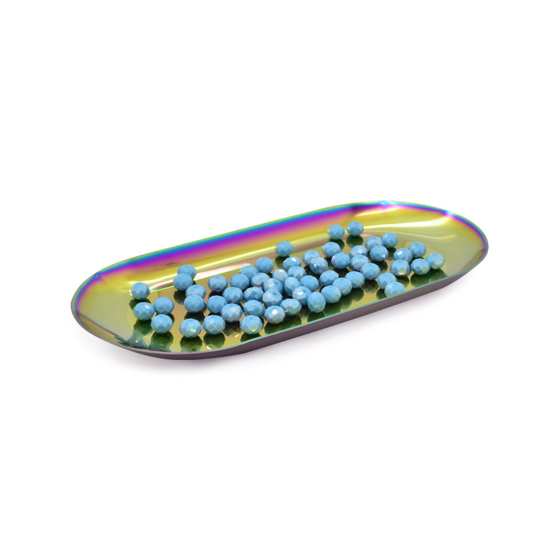 Декоративная тарелка из нерж. ст., 180х85х10 мм, Овальная, Разноцветная (INS-051983)