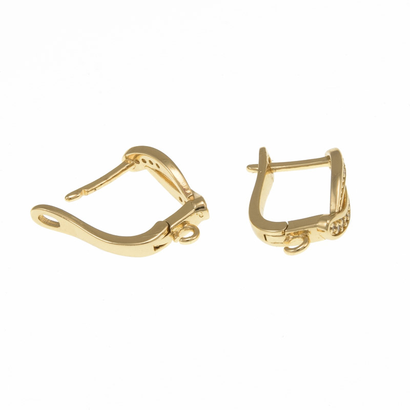 Швензи, Латунь з покриттям 18 kt, Стрази куб. цирконій, 17х12х5 мм (OSN-059061)