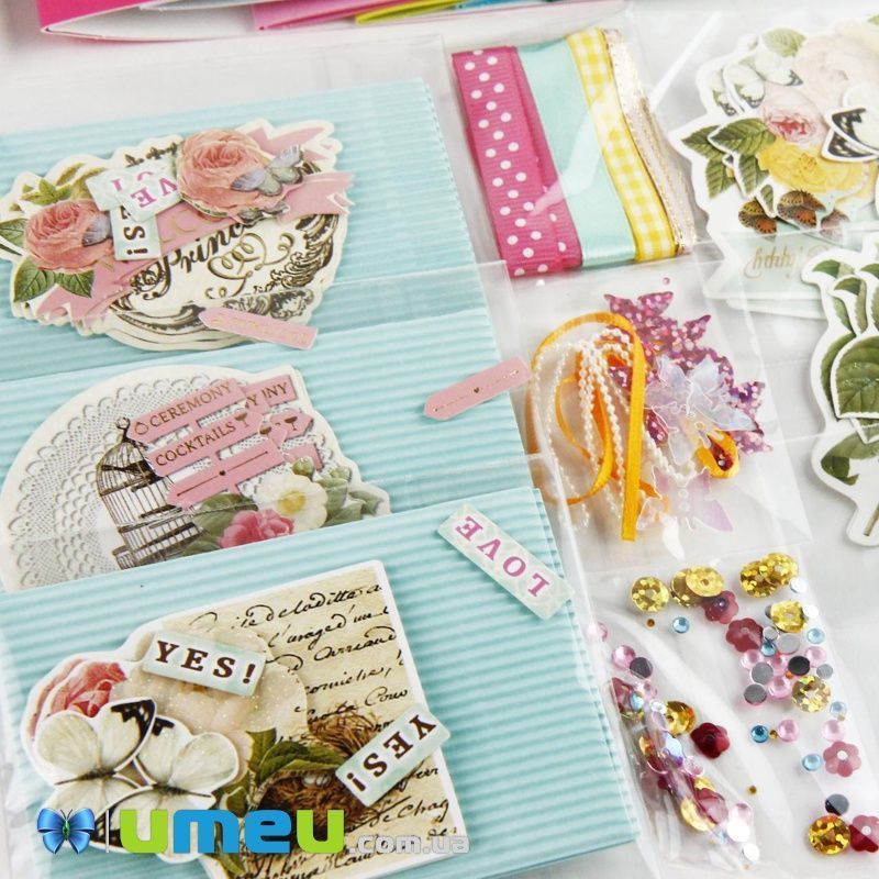 Набір скрапбукінгу для виготовлення 6-ти міні-листівок з конвертами (DIF-032802)