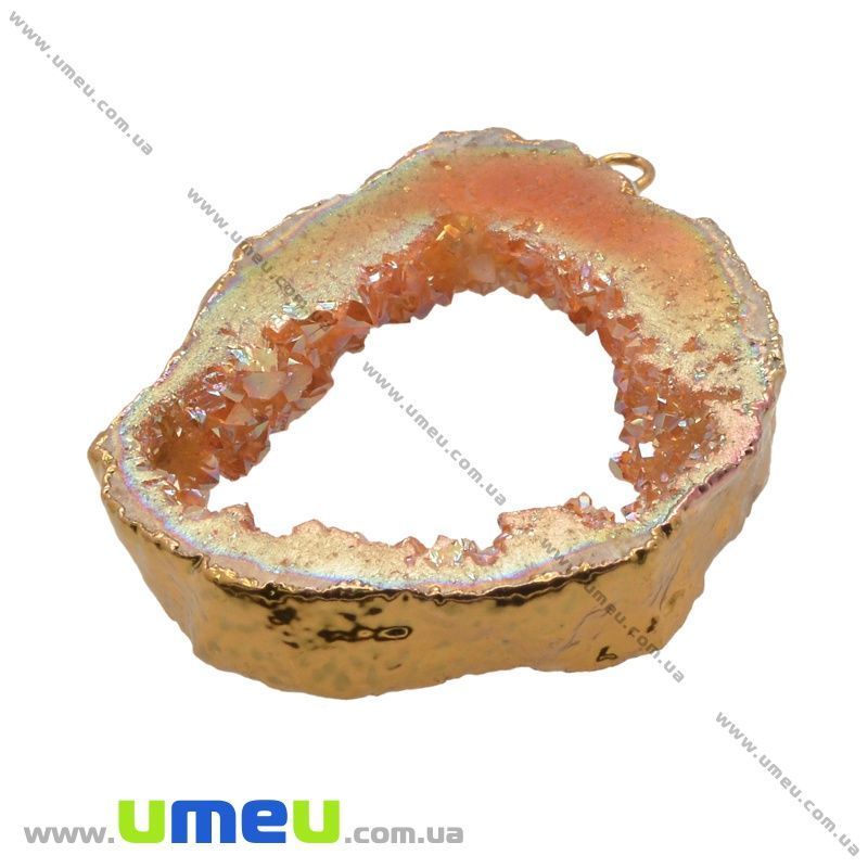 Підвіска з натурального каменю, Друза агату, Помаранчева, 56х42 мм (POD-033005)