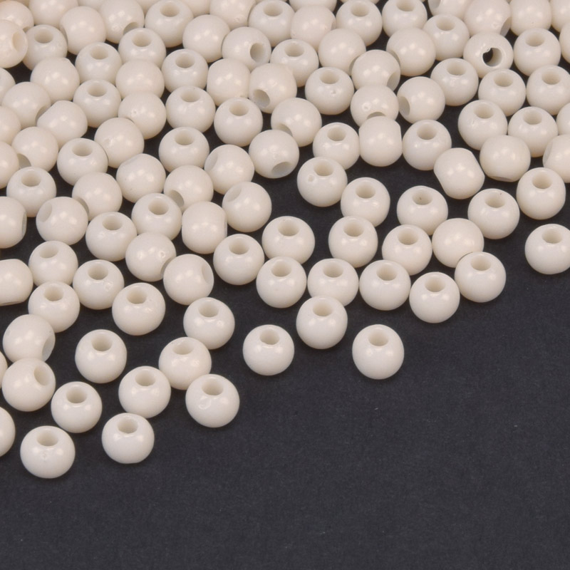 Намистини пластикові Круглі, 3,5 мм, Кремові (BUS-059691)