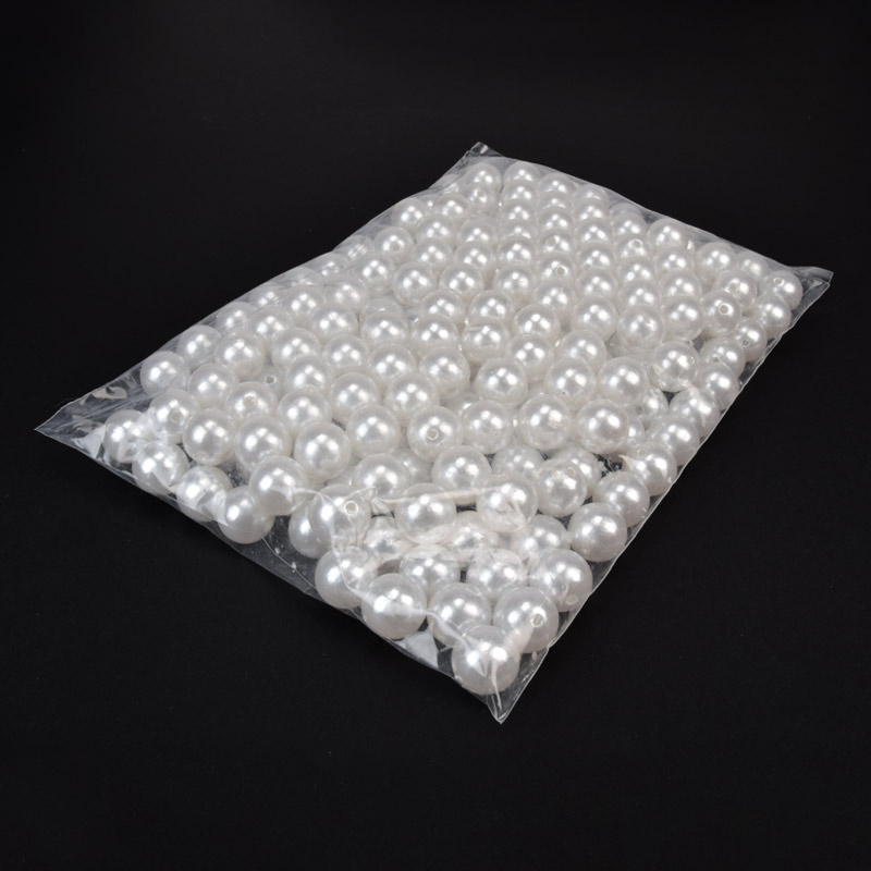 Намистини для сумок ОПТ, Пластикові, Круглі Перли, 16 мм, Білі (BUS-059599)