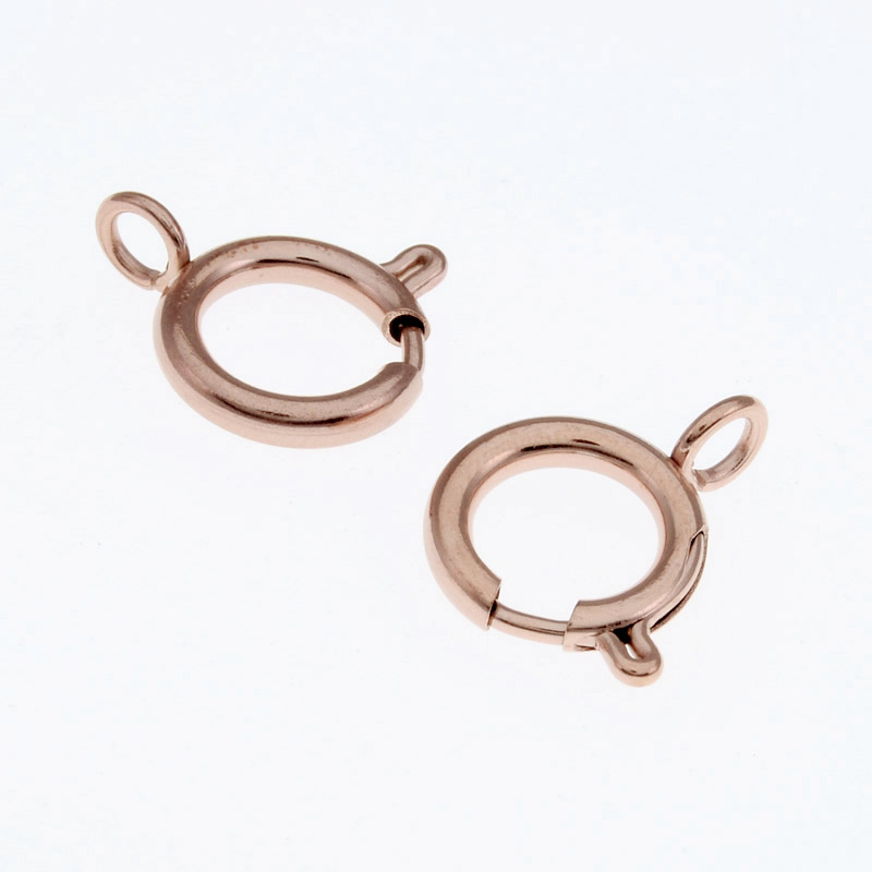 Замок-карабін круглий із нерж. сталі, 12 мм, Рожеве золото (STL-055606)