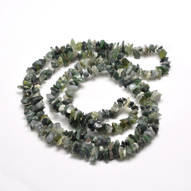 Намистини (скол) Агат моховий, Натур. камінь, 5-10 мм (79-80 см) (BUS-057694)