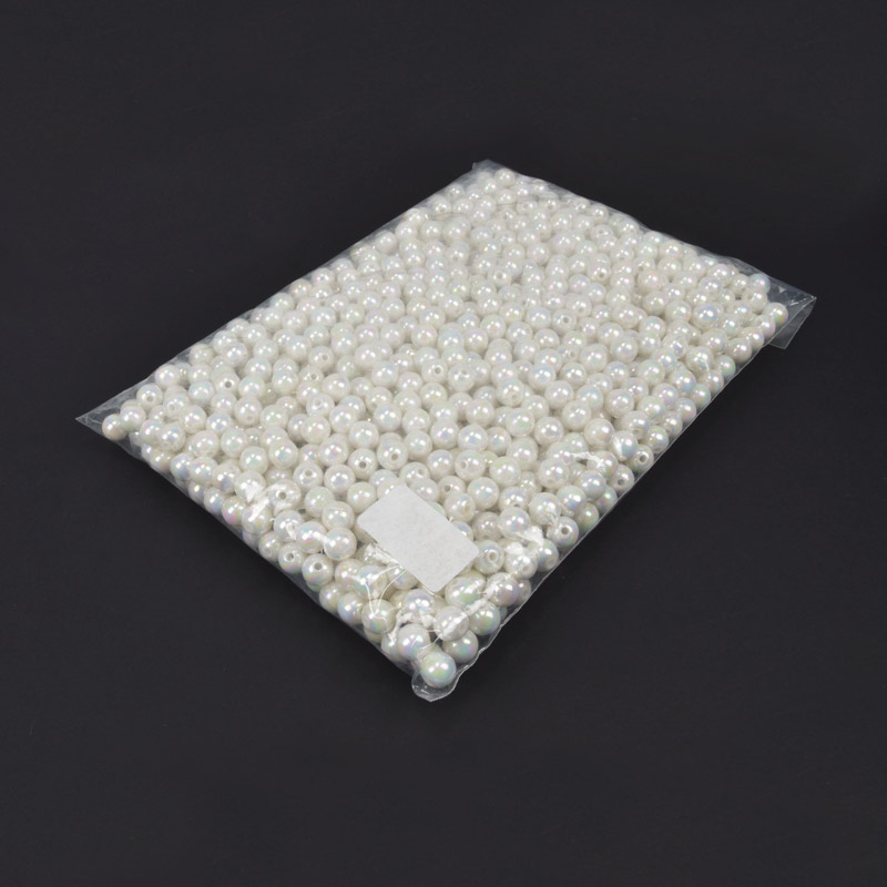 Намистини для сумок ОПТ, Пластикові райдужні, Круглі, 10 мм, Білі (BUS-060793)