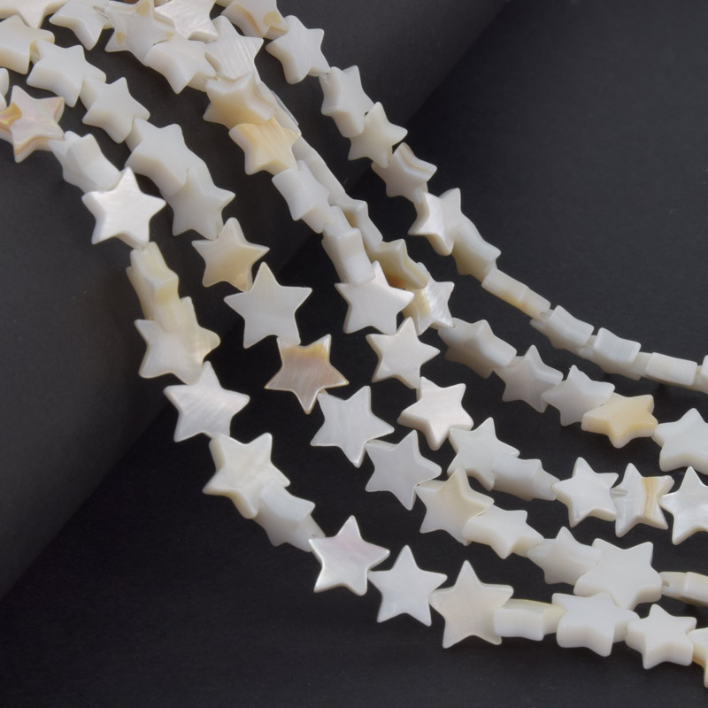 Намистини Перламутр білий, Натур. камінь, 8 мм, Зірка (BUS-058112)