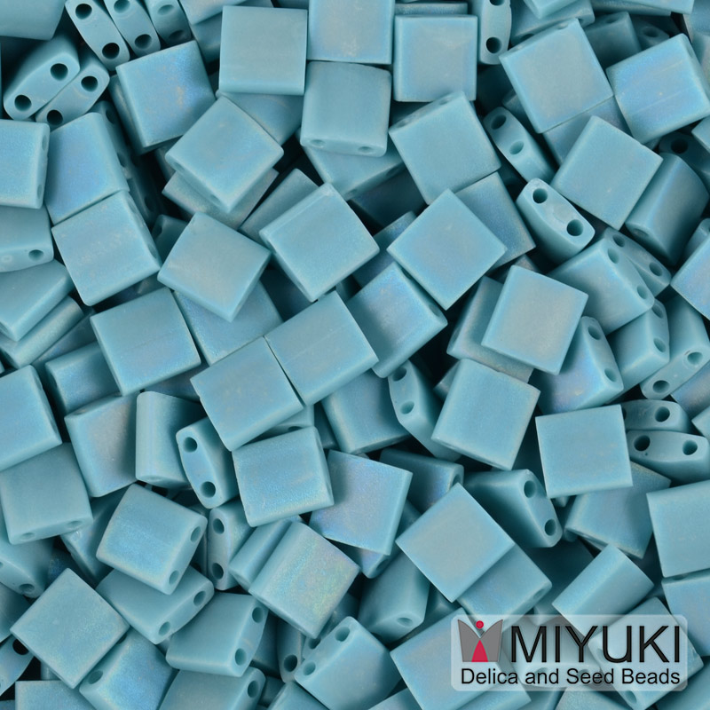 Бісер японський Miyuki TILA №412FR, 5х5 мм, Бірюзовий матовий АВ (BIS-053203)