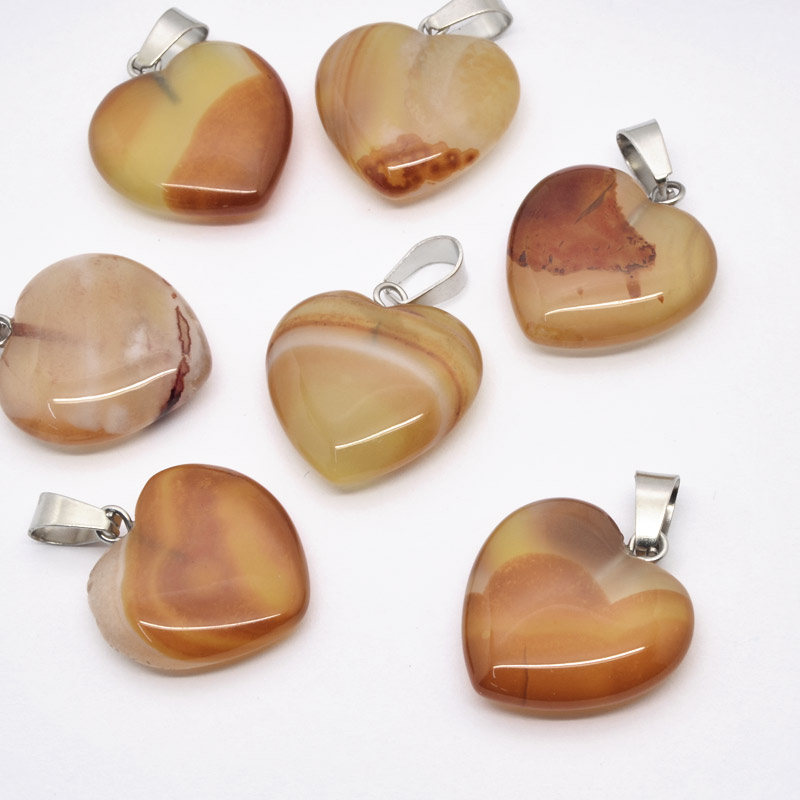 Підвіска Серце, Натур. камінь Сердолік, 20х20 мм (POD-054357)