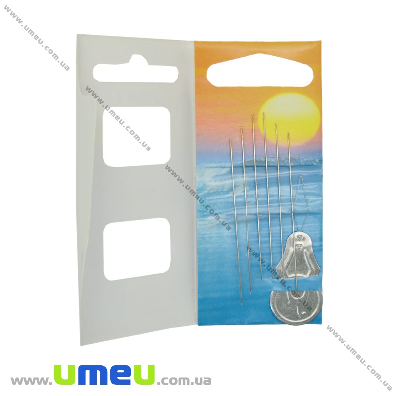 Набор бисерных иголок №10 с нитковдевателем PONY, 6 шт (UPK-008695)