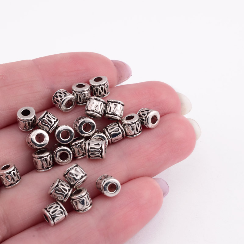 Намистини мет. Бочонки, 5,2х5,2 мм, Античне срібло (BUS-055364)