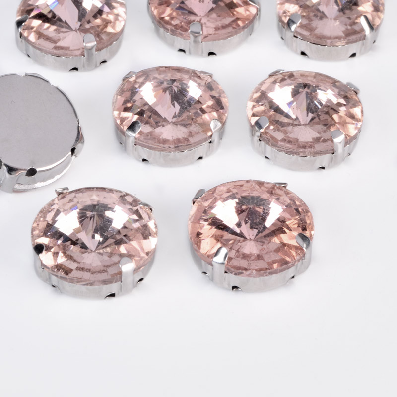 Шатон круглий 18 мм, Темне срібло, Персиковий (KAB-052994)