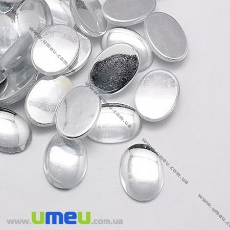 Кабошон пластиковий, Овал, 18х13 мм, Білий (KAB-009577)