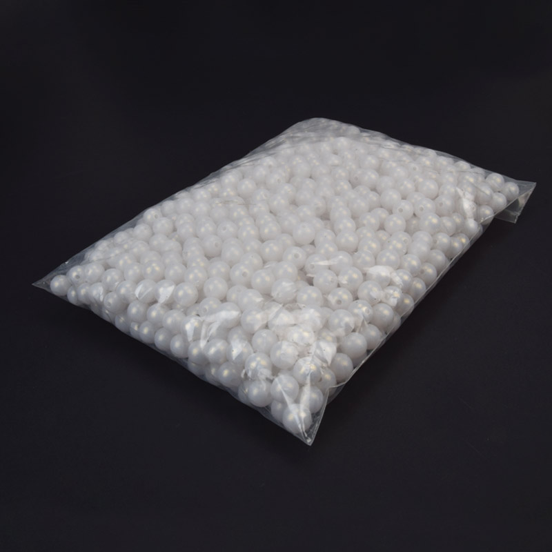 Намистини для сумок ОПТ, Пластикові з напиленням, Круглі, 10 мм, Білі (BUS-059806)