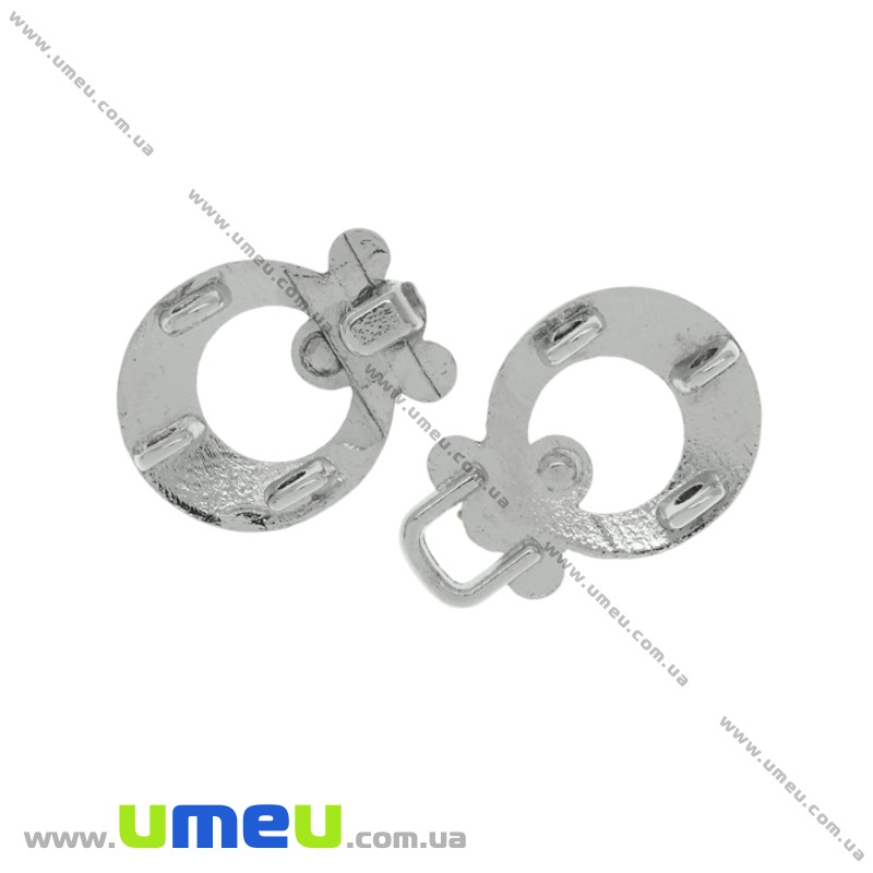 Пряжка металева роз'ємна зі стразами, 47х19 мм, Темне срібло (SEW-023966)