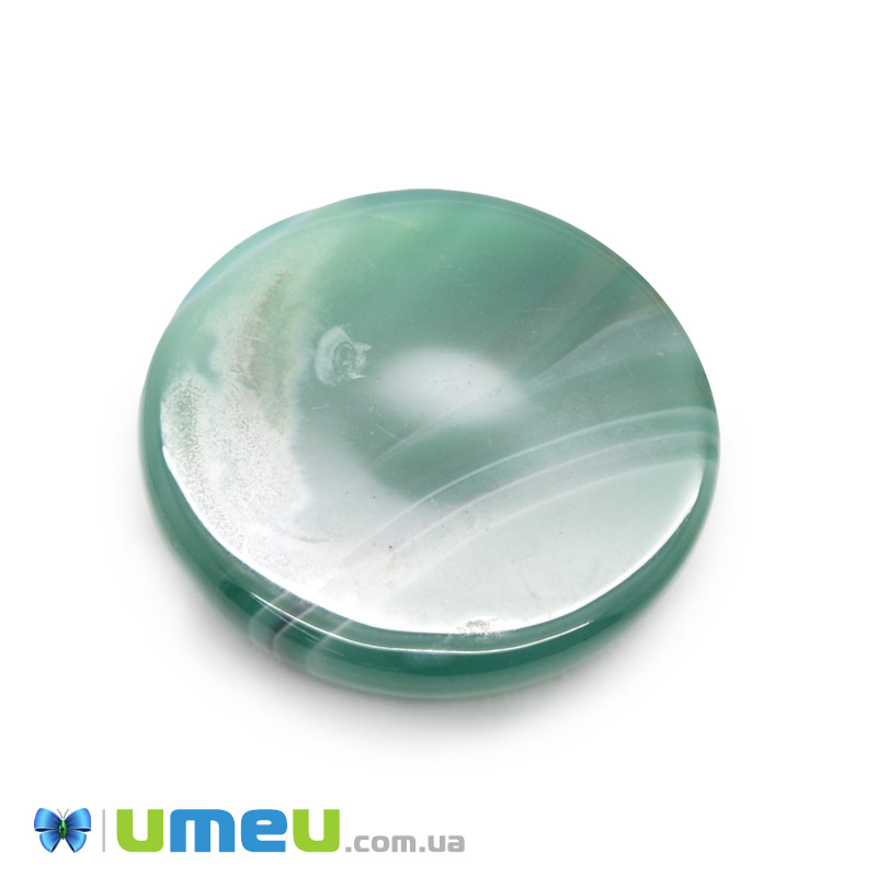 Кабошон нат. камінь Агат зелений, Круглий, 20,4 мм (KAB-049966)