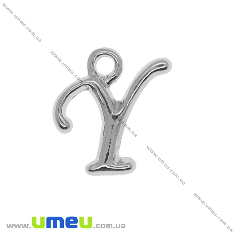 Підвіска металева Буква Y, 13х12 мм, Темне срібло (POD-014303)
