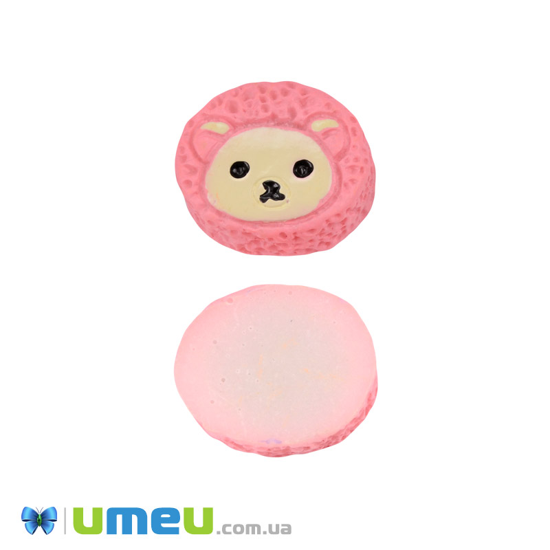 Кабошон из полимерной глины, Тортик, 17х14 мм, Розовый (DIF-050837)