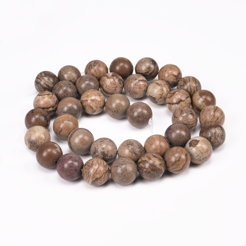 Бусины Яшма пейзажная, Натур. камень, 10 мм, Круглые (BUS-051637)