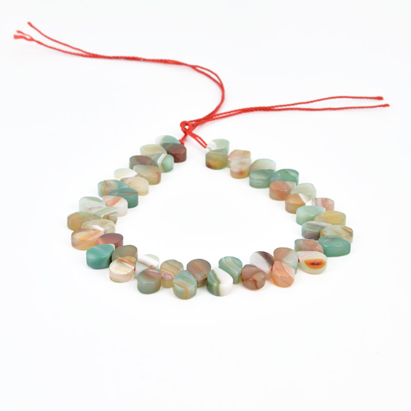 Намистини Агат коричнево-зелений, Натур. камінь, 8х5 мм, Крапля, 19 см (BUS-058179)