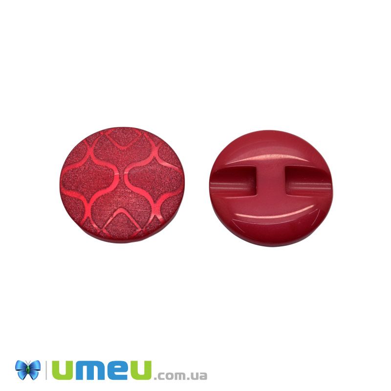 Гудзик пластиковий на півніжці тонований Круглий, 21 мм, Червоний (PUG-046287)