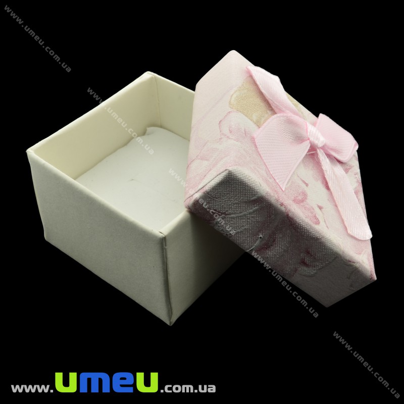 Подарункова коробочка Квадратна з візерунком під кільце, 4,5х4,5х3,5 см, Рожева (UPK-023078)