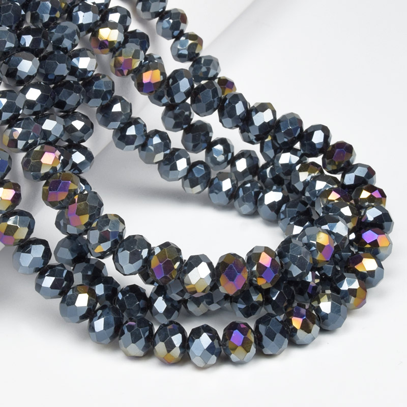 Намистини ронделі, 8х6 мм, Чорні АВ (BUS-057149)