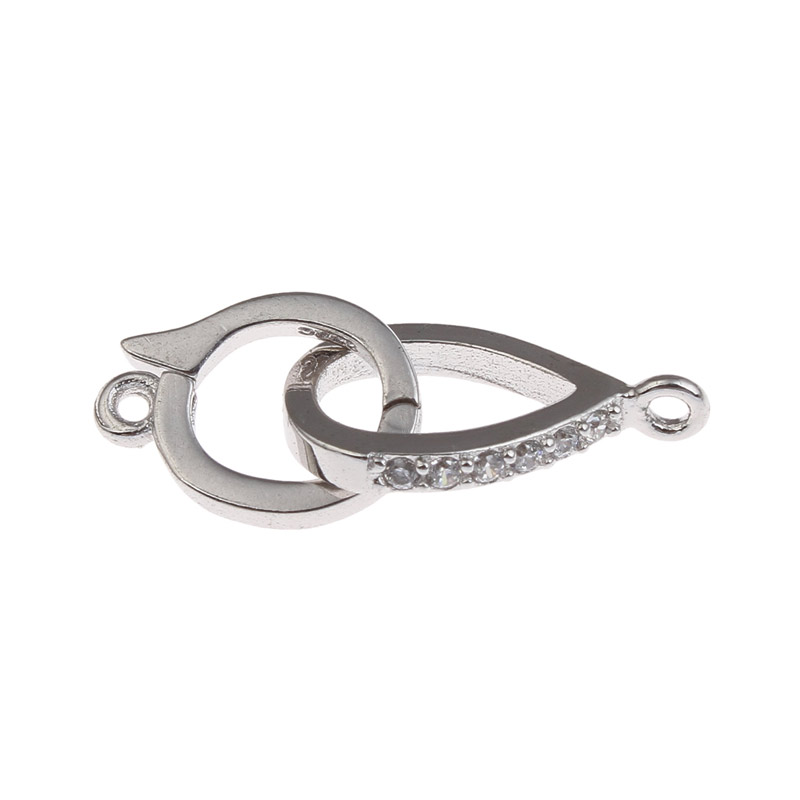 Застібка, 23х8 мм, Латунь із покриттям Родій, Куб. цирконій (ZAM-055446)