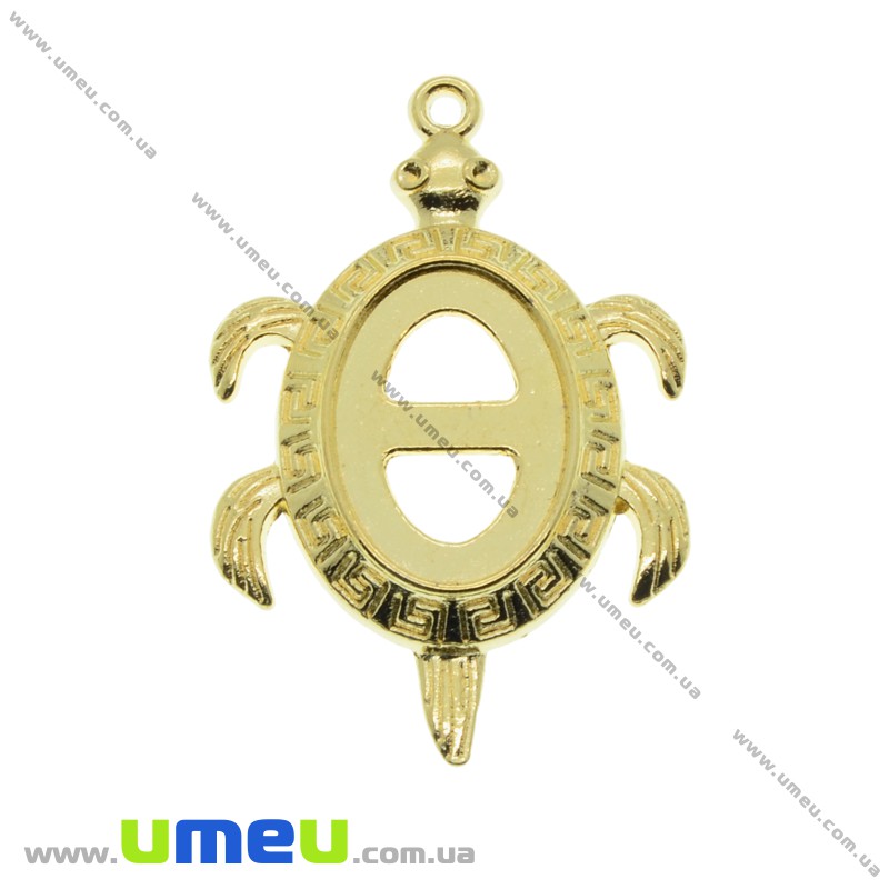 Основа овальна Черепаха, 41х28 мм, 18х13 мм, Золото (OSN-020069)