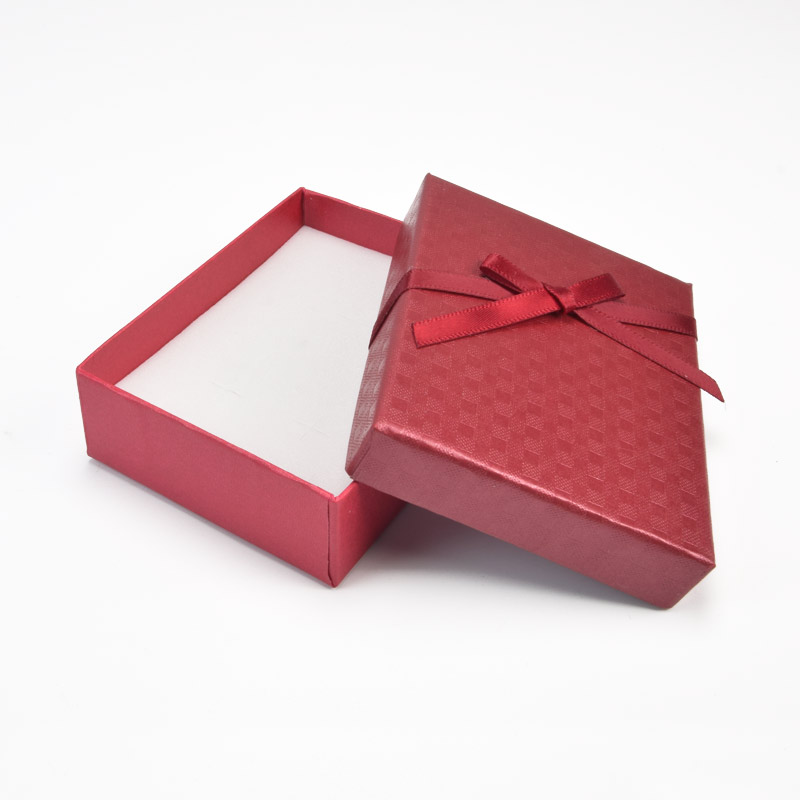 Подарочная коробочка Прямоугольная с бантиком, 9х7х2,5 см, Бордовый (UPK-056836)