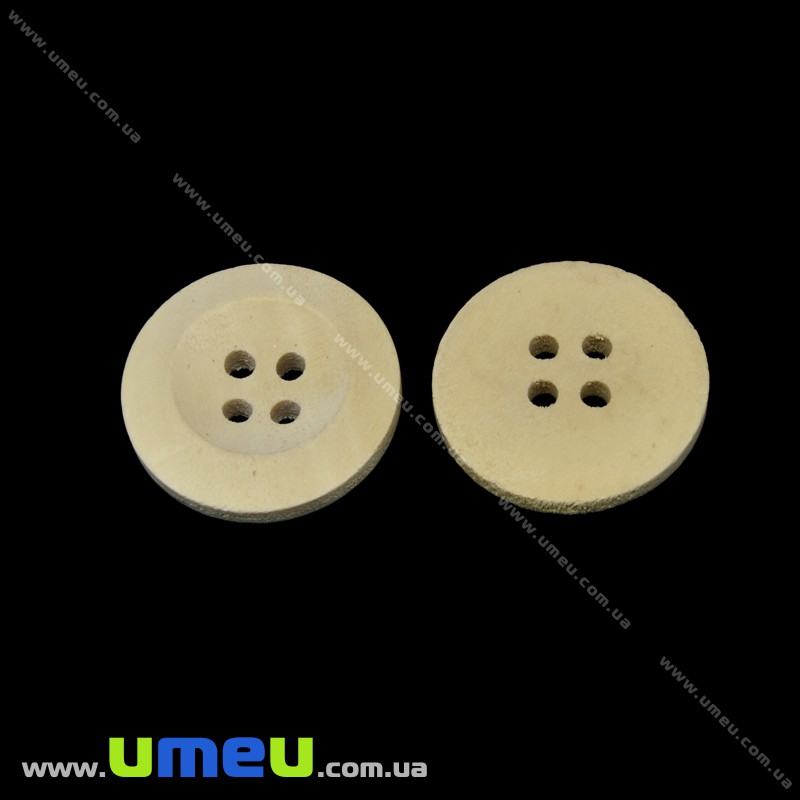 Гудзик дерев'яний без покриття Круглий, 18 мм, Натуральне дерево (PUG-032931)