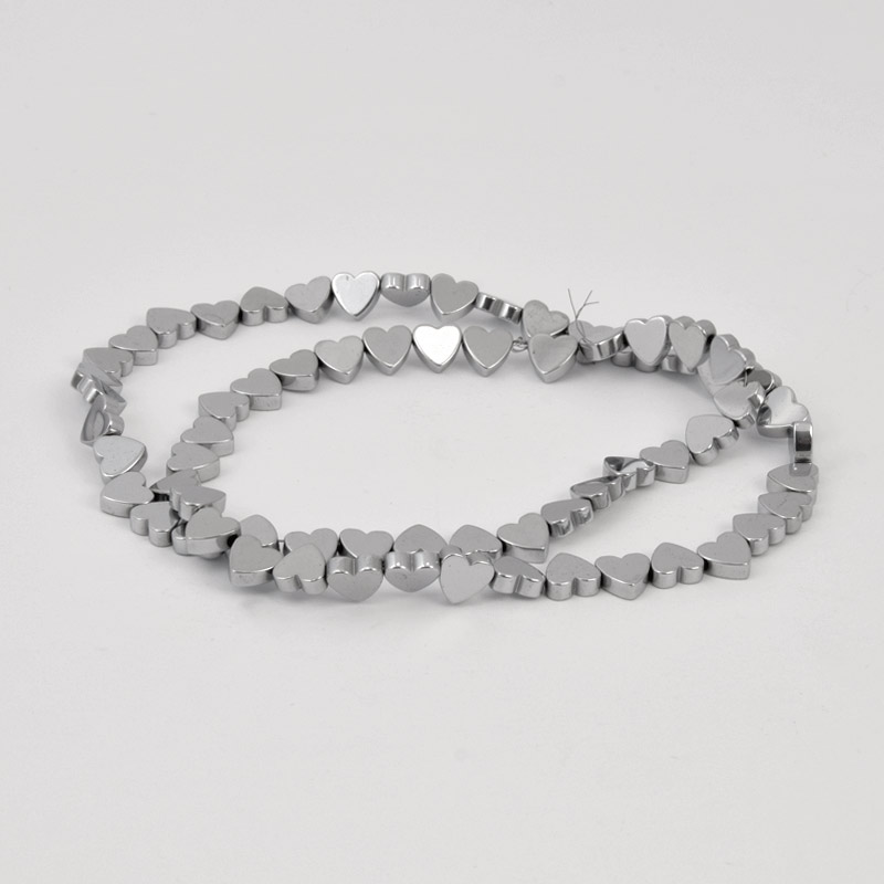 Намистини Гематит, Нат. камінь, Серце, 6х6х2 мм, З покриттям, Сріблясті (BUS-057813)