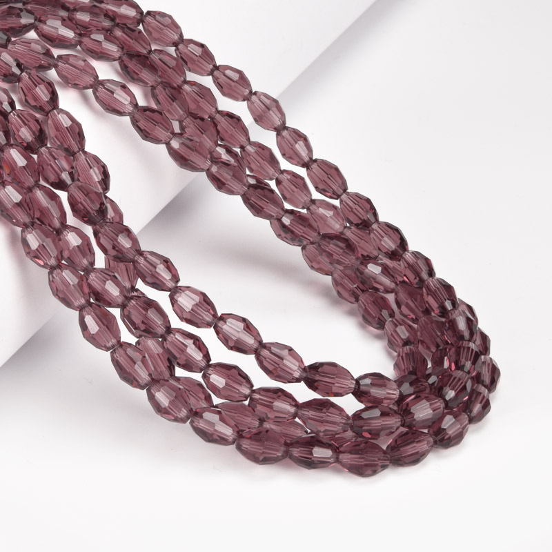 Намистини скляні, Рис гранований, 8х6 мм, Фіолетово-коричневі (BUS-057479)