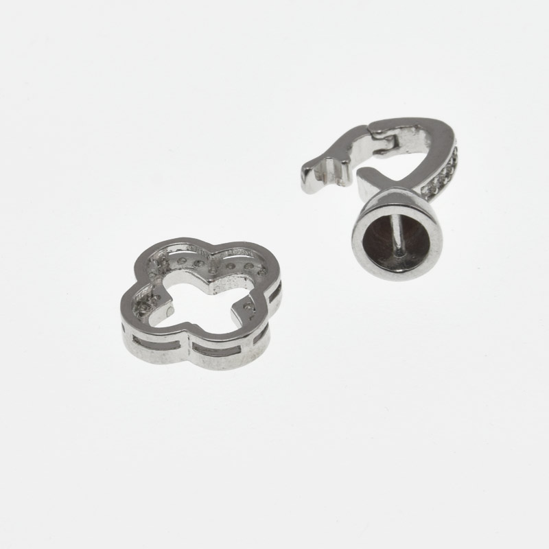 Застёжка, 23х12 мм, Латунь с покрытием Родий, Куб. цирконий (ZAM-058449)