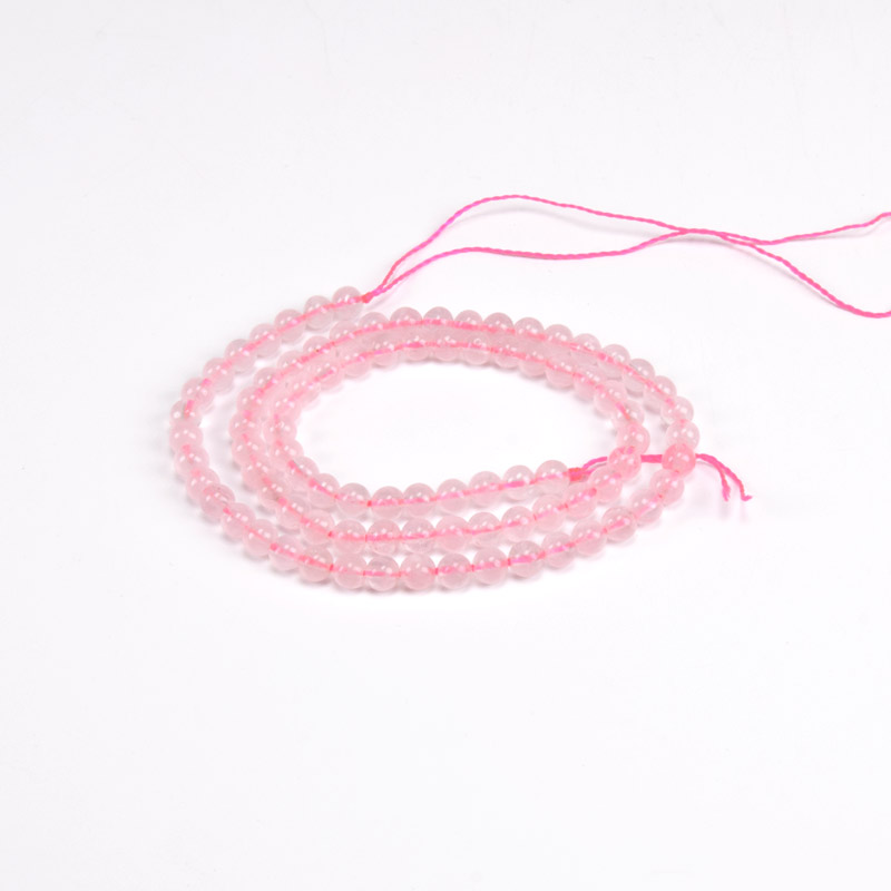 Намистини Кварц рожевий, Натур. камінь, 4,5 мм, Круглі, 37 см (BUS-051794)