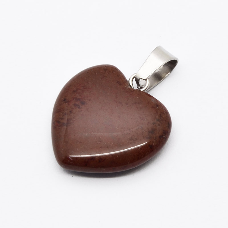 Підвіска Серце, Натур. камінь Обсидіан махогоновий, 20х20 мм (POD-054346)