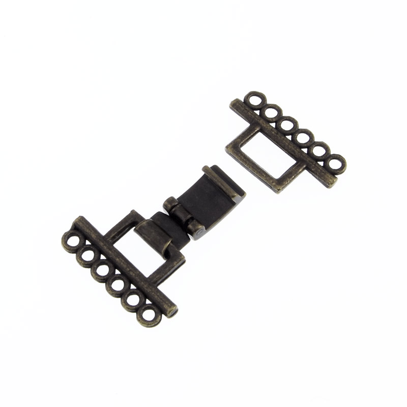 Застёжка на 6 нитей, 24х20 мм, Античная бронза (ZAM-013552)