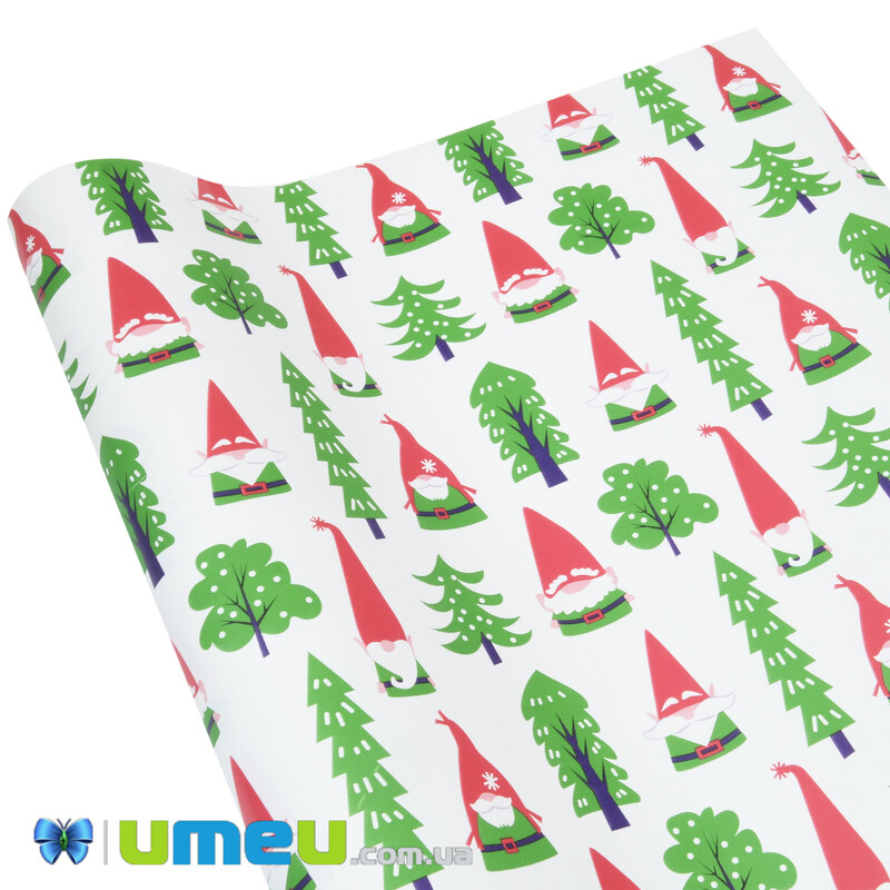 Пакувальний папір Новорічний, Білий, 75х100 см (UPK-043007)