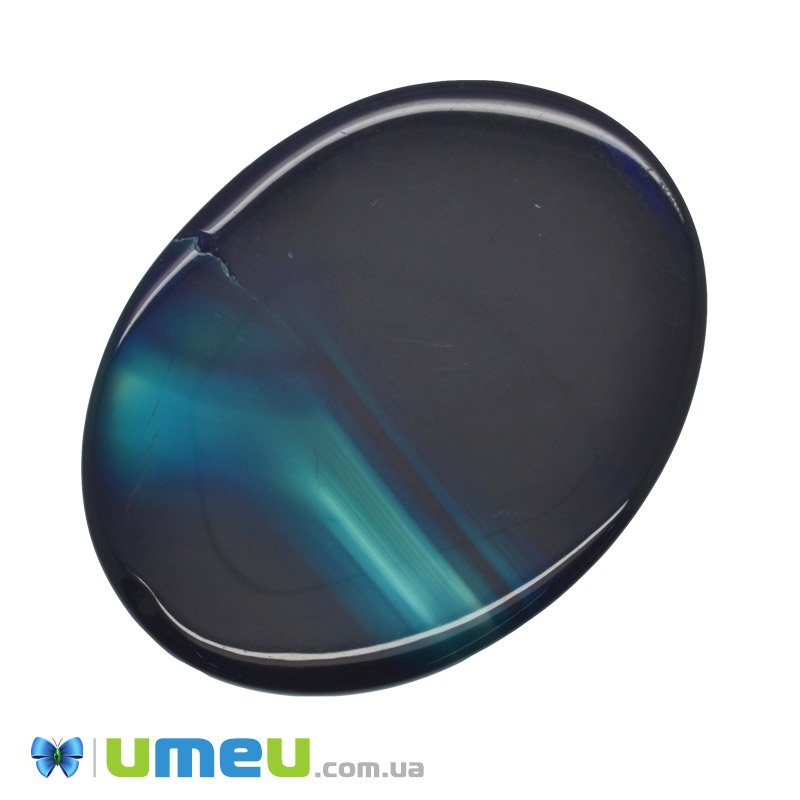 Кабошон нат. камінь Агат синій, Овал, 40х29,8 мм (KAB-050600)