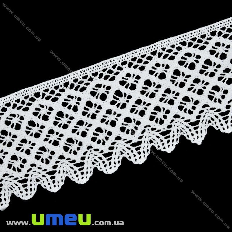Мереживо бавовняне, 80 мм, Біле (LEN-029842)