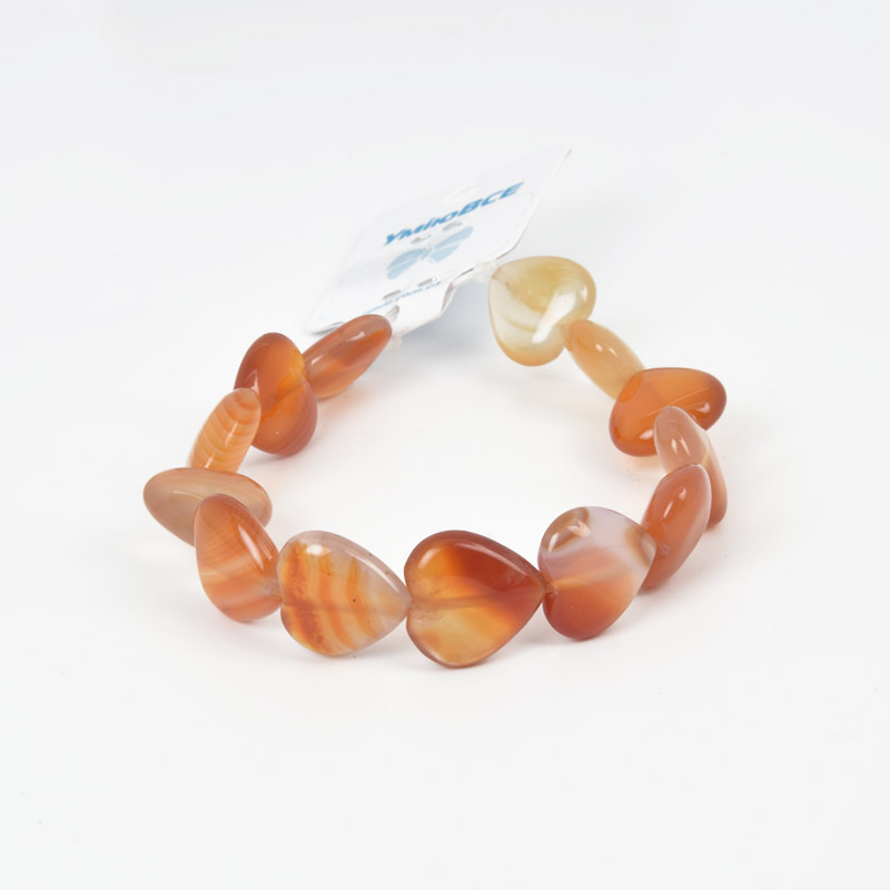 Намистини Агат червоний, Натур. камінь, 15х15 мм, Серце, 18 см (BUS-057988)