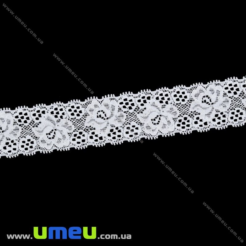 Мереживо еластичне, 35 мм, Біле (LEN-021045)