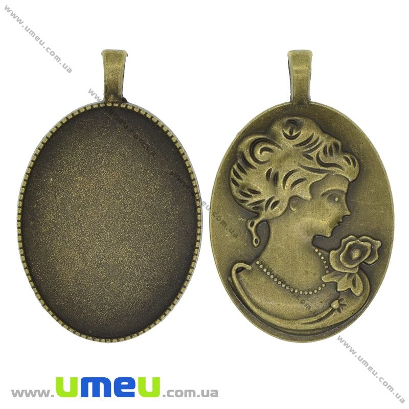 Основа овальна Камея, 51х32 мм, 40х30 мм, Антична бронза (OSN-037168)